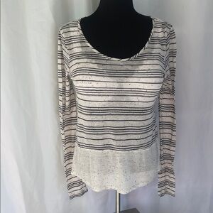Olive & Oak Black and White Striped Long Sleeve Top Size Small